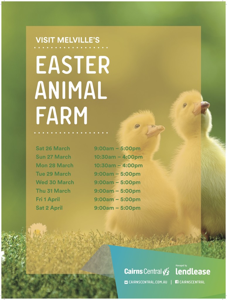 We are off to visit our friends at Cairns Central for Easter.  If you are in Cairns or the surrounds come on down and visit us during one of the sessions shown.